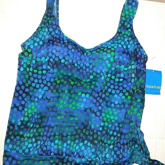 ☆NWT☆MAXINE OF HOLLYWOOD☆Plus Size 20W Beautiful & Slimming Blouson Tankini Top☆ - Picture 16 of 16